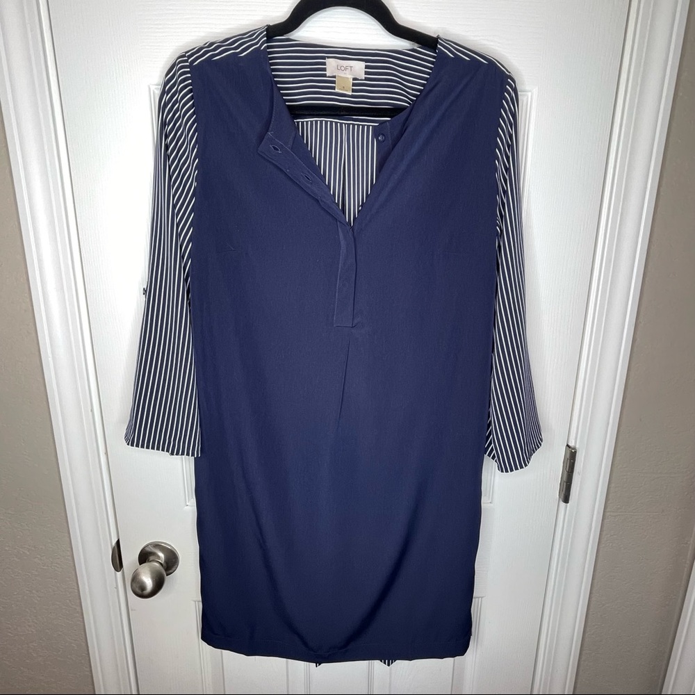 Loft Navy Striped Dress